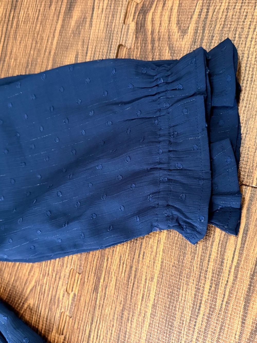 J. Crew Navy Ruffle V-Neck Long Sleeve Blouse - Picture 9 of 13
